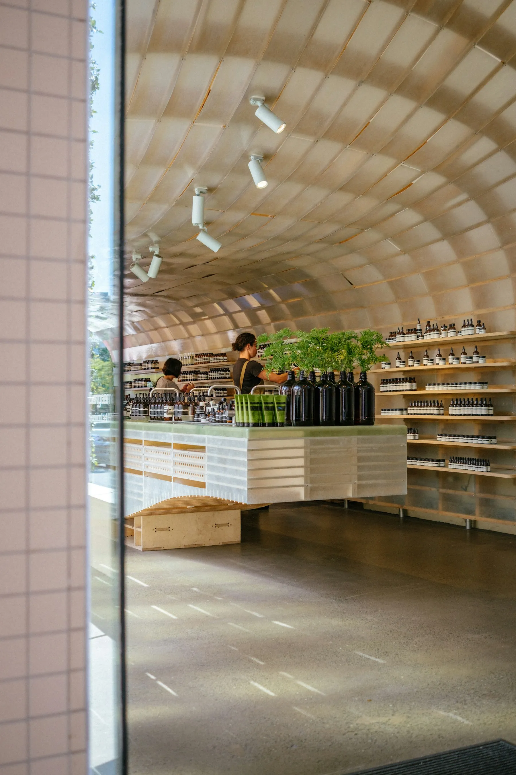 Modern retail interior with merchandise on display